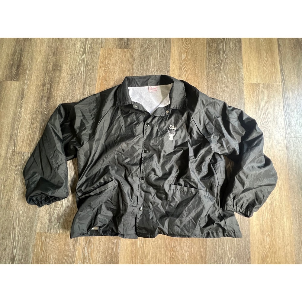 Cardinal Coaches Jacket Mens XXL Black Antler Guard Elks Vintage Windbreaker